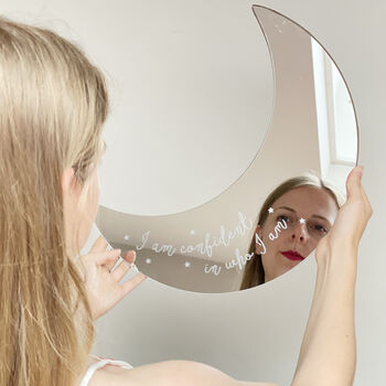 Personalised Affirmation Moon Mirror, 2 of 3