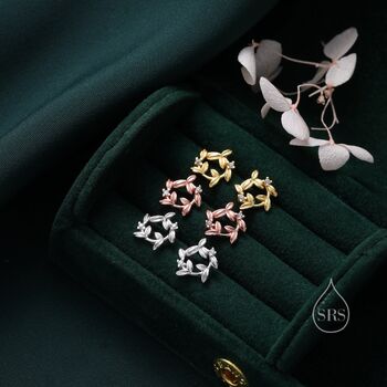 Sterling Silver Tiny Wreath Stud Earrings, 2 of 10