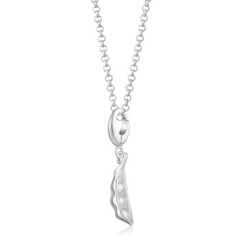 Sterling Silver Peapod Charm Necklace, 3 of 9