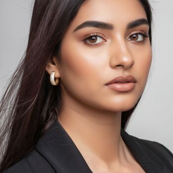 Kin 18 K Gold Plated Cz Rhinestone Pave Earrings, 4 of 5