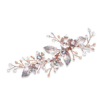 Silver Or Rose Gold Plated Crystal Bridal Hair Clip, 3 of 10