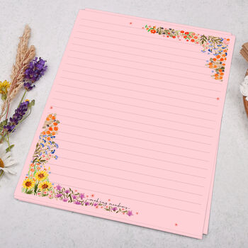 A5 Pink Letter Writing Paper With Garden Flower Border, 3 of 4