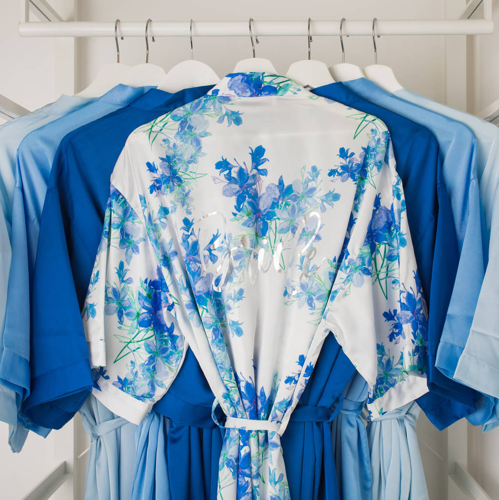 Personalised Luxury Blue Watercolour Dressing Gown, 1 of 7