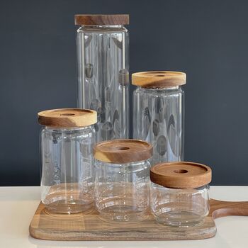 Slim Storage Jar With Acacia Wood Lid, 2 of 8