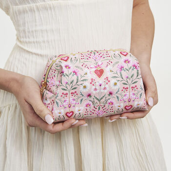 Penelope Floral Heart Pink Cosmetic Pouch, 2 of 7