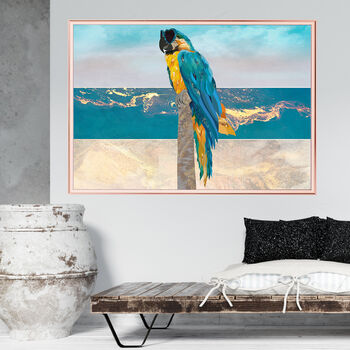 Custom Summer Print Macaw Chilling On Beach Scene, 3 of 6