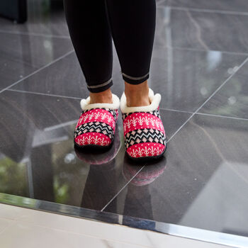 Trudie Pink Black Nordic Women's Slippers Indoor/Garden Shoes, 6 of 11