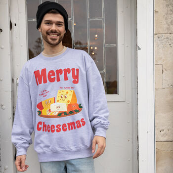 Merry Cheesemas Men's Christmas Jumper, 4 of 4