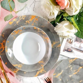 Grey And Gold Marble 18pc Dinner Set, 2 of 2