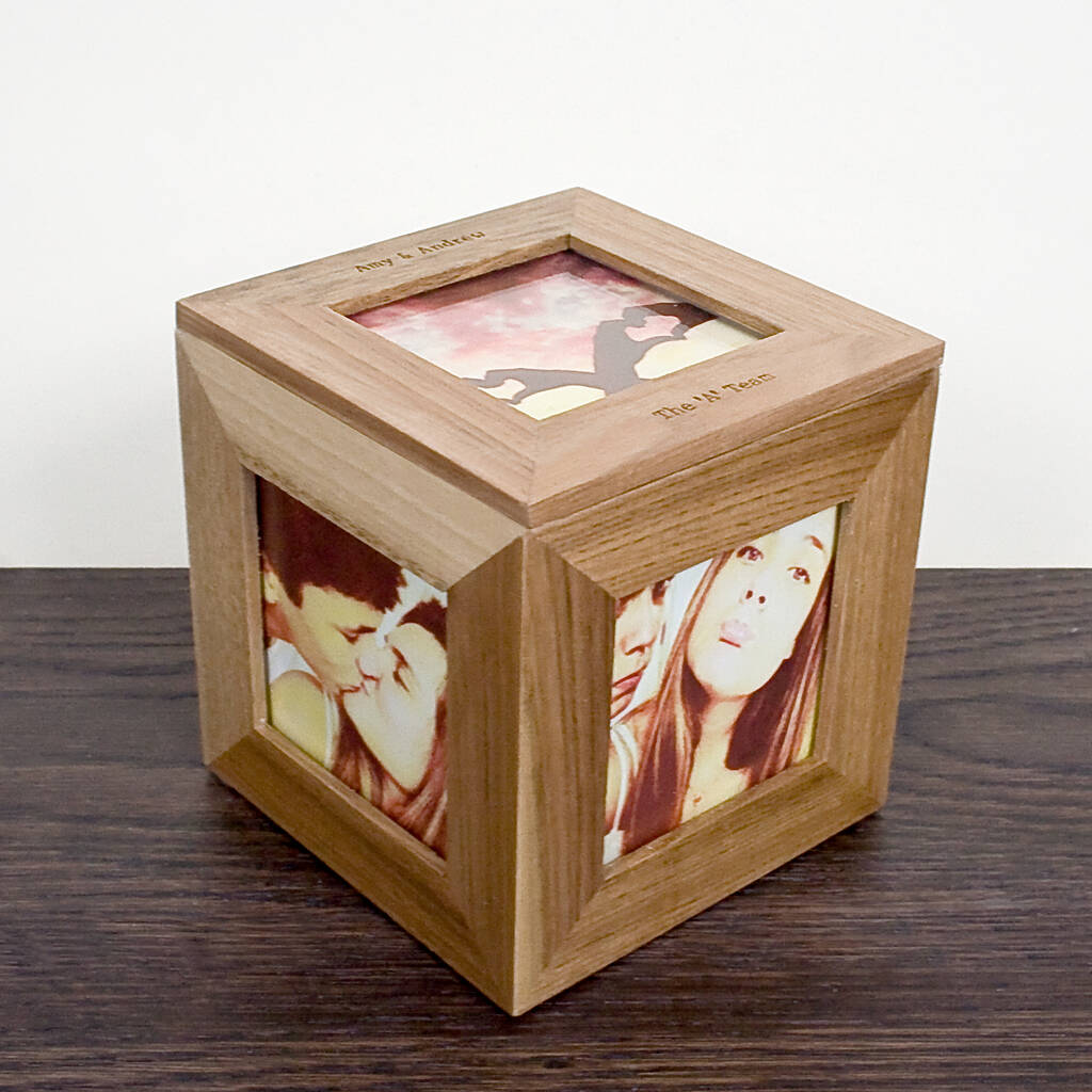 Personalised Oak Photo Cube By Jungley