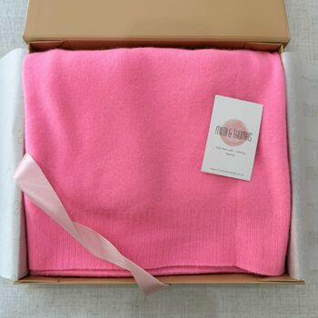 Neon Pink 100% Cashmere Travel Wrap Shawl Gift Boxed, 3 of 12