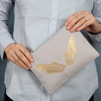 Personalised Angel Wing Initial Cosmetic Or Wash Bag, 4 of 4