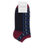 Retro Stripe Burgundy And Cube Black Men's Trainer Socks, thumbnail 3 of 5