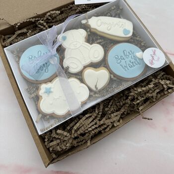 Baby Boy Coming Soon Letterbox Biscuits, 3 of 4