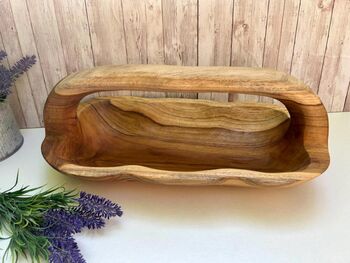 Hand Carved Teak Wooden Root Trug Flower Holder Storage, 8 of 8