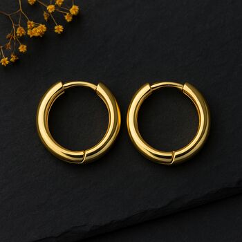Chunky Gold Plated Sterling Silver Hinged Hoop Earrings, 6 of 7