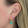 Circle Turquoise December Birthstone Earrings, Gold, thumbnail 2 of 6