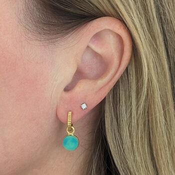 Circle Turquoise December Birthstone Earrings, Gold, 2 of 6
