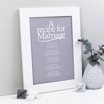 Recipe For Marriage Poem Print By Bespoke Verse | notonthehighstreet.com