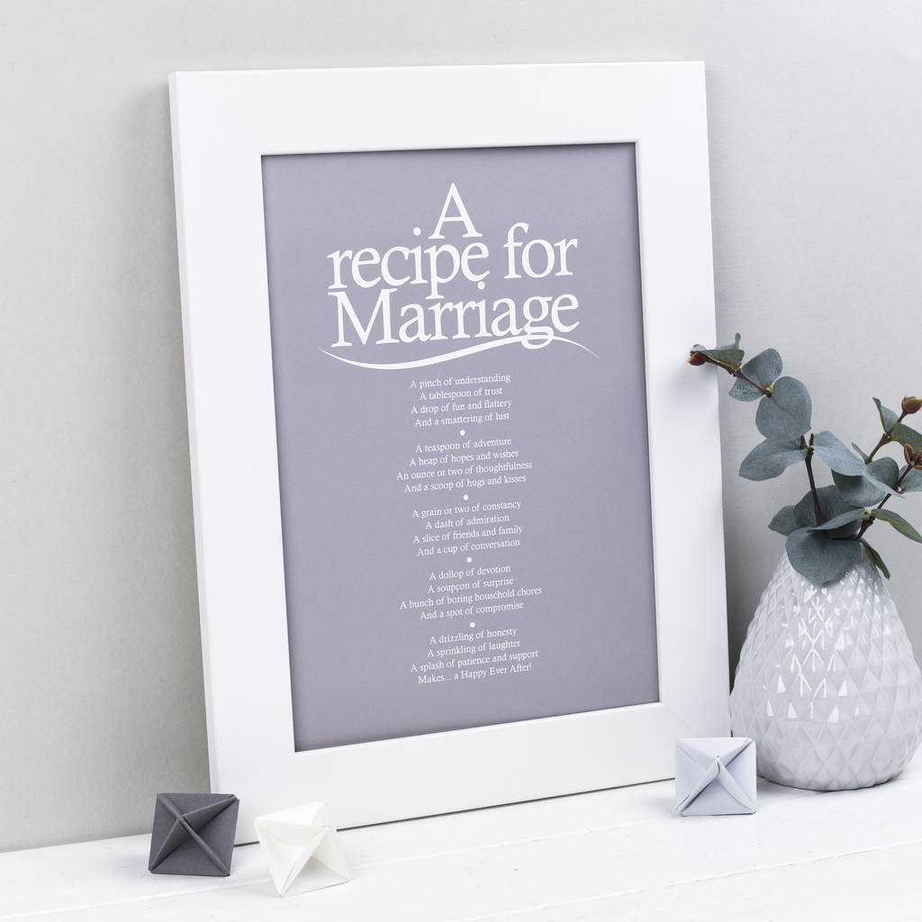 Recipe For Marriage Poem Print, 1 of 8