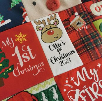 My 1st Christmas Memory Pillow Keepsake, Double Sided Cushion, Made From Baby Clothes, Personalised Decorative Keepsake Gift, 12 of 12