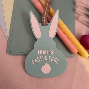 Personalised 'My Easter Eggs' Decoration Turquoise, 3 of 9