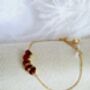 Pomegranate Inspired Adjustable Bracelet In 18k Gold Stainless Steel With Red Cubic Zirconia, thumbnail 1 of 7