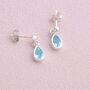 Sterling Silver Teardrop Birthstone Dangle Stud Earrings, thumbnail 6 of 6