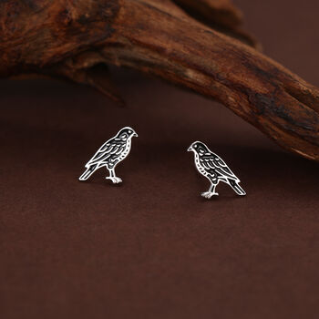 Sterling Silver Falcon Bird Stud Earrings, 5 of 11