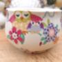 Open Sugar Bowls In Patchwork Owls Design, thumbnail 1 of 12