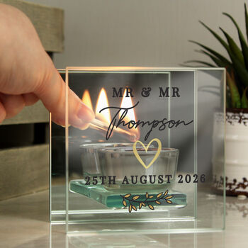 Personalised Wedding Mirrored Tealight Holder, 3 of 4