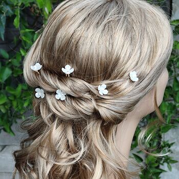 Set Of Six Pearl Flower Hair Pins, 10 of 13