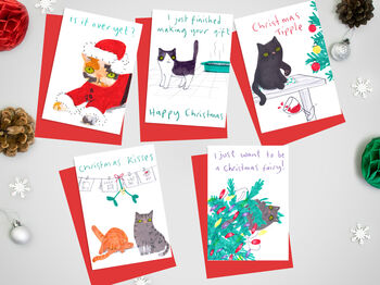 Catty Christmas Pack Of Ten Christmas Cards, 2 of 4