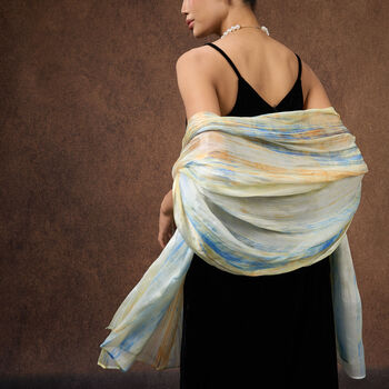 100% Mulberry Silk Scarf, Pastel Yellow In Gift Box, 6 of 11