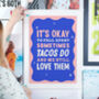 Framed It's Ok To Fall Apart Taco Print, thumbnail 3 of 6