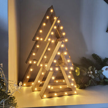 Set Of Three Lit Wooden Christmas Trees, 4 of 5
