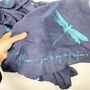 Personalised Message Navy Dragon Fly Scarf, thumbnail 2 of 6