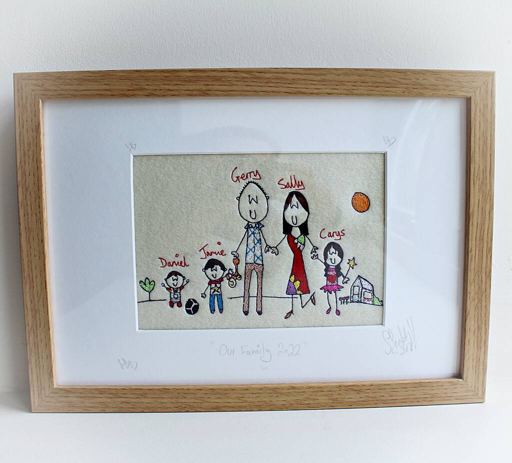 Personalised Family Picture Portrait Embroidery By Seabright Designs ...