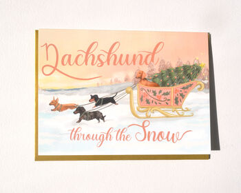 Dachshund Through The Snow Illustrated Christmas Card, 3 of 6