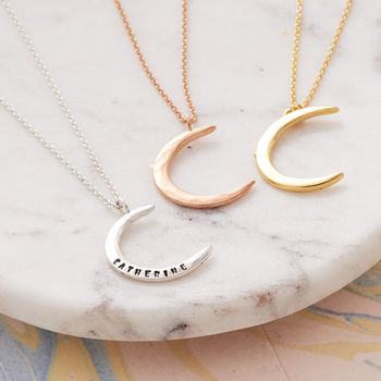 Personalised Crescent Moon Necklace, 3 of 9
