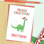 Dinosaur Christmas Card, thumbnail 1 of 2