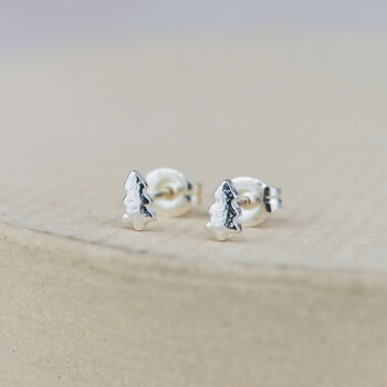 Sterling Silver Mini Christmas Tree Studs, 2 of 3