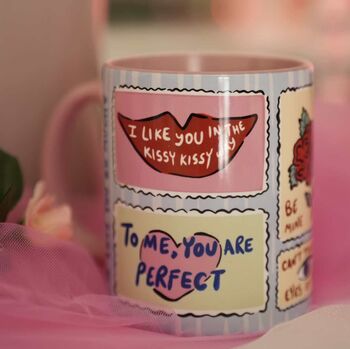 Love Stamp Valentine Mug Romantic Playful Stamp Design, 2 of 4