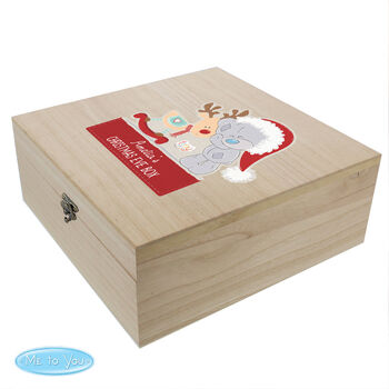 Personalised Colourful Tiny Tatty Teddy Large Wooden Christmas Eve Box, 2 of 4