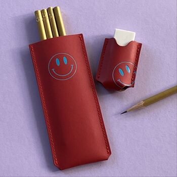 Recycled Leather Holder Pencils And Rubber Set, 7 of 8