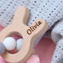 Personalised Baby Teether With Wooden Bunny Shape, thumbnail 3 of 4