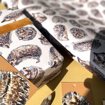 Hedgehog Watercolour Gift Wrap, 7 of 12