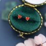 Genuine Carnelian Crystal Heart Stud Earrings, thumbnail 3 of 11