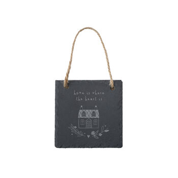 Square Slate Hanger 'Home Is Where The Heart Is', 2 of 2