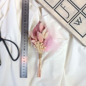 Mini White And Pink Dried Flower Boutonnieres, 3 of 4